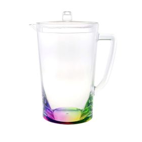 Leading Ware 2.75 Quarts Water Pitcher with Lid, Oval Halo Design Unbreakable Plastic Pitcher, Drink Pitcher, Juice Pitcher with Spout BPA Free