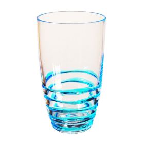 Designer Acrylic Swirl Blue Hi Ball Tumbler Set of 4 (20oz), Premium Quality Unbreakable Stemless Acrylic Tumbler for All Purpose